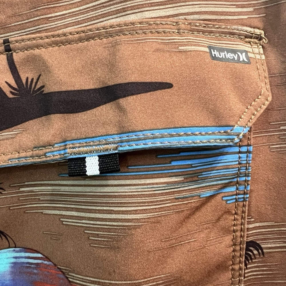 Hurley Phantom Board Shorts Mens 30 Swim Sunset Pattern New Brown Beach Trunks - Picture 7 of 12